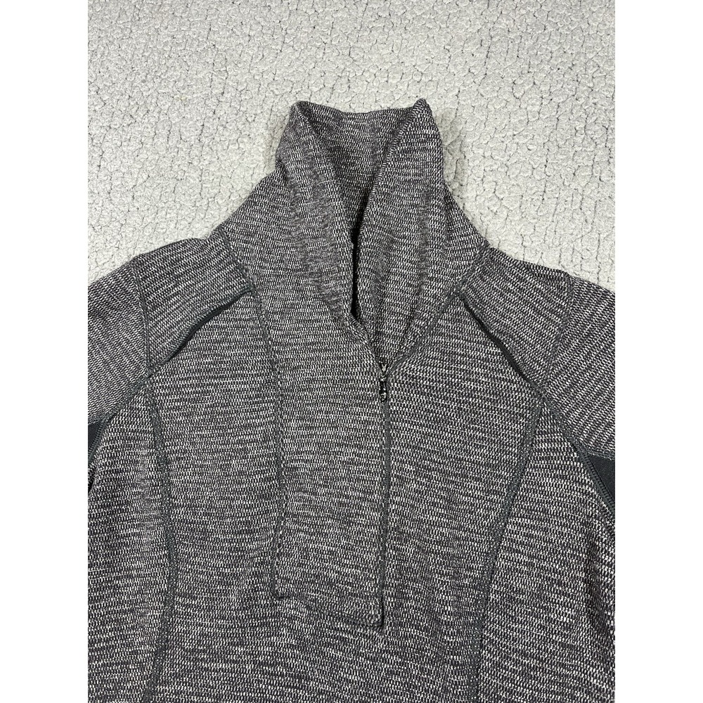 Lululemon Women's 4 Think Fast 1/4 Zip Pullover Heathered Herringbone Black Gray - Picture 2 of 10